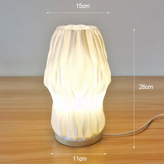 French Cream Style 3D Pleated Bedside Desk Table Lamp