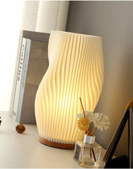French Cream Style 3D Pleated Bedside Desk Table Lamp