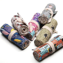 Roll-Up Canvas Pencil Wrap Bag for School