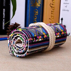 Roll-Up Canvas Pencil Wrap Bag for School
