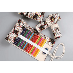 Roll-Up Canvas Pencil Wrap Bag for School