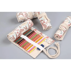 Roll-Up Canvas Pencil Wrap Bag for School