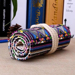 Roll-Up Canvas Pencil Wrap Bag for School