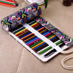 Roll-Up Canvas Pencil Wrap Bag for School