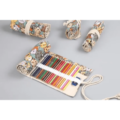 Roll-Up Canvas Pencil Wrap Bag for School