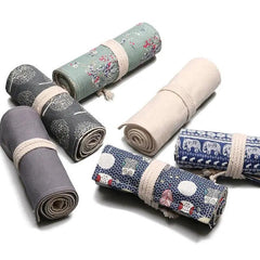 Roll-Up Canvas Pencil Wrap Bag for School